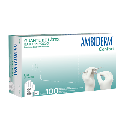 Guante Ambiderm Confort Liso. Caja con 100 piezas.