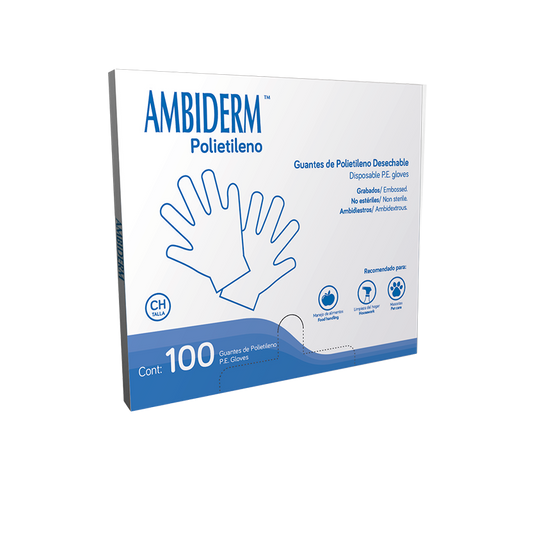 Guantes Ambiderm de Polietileno. Caja con 100 piezas